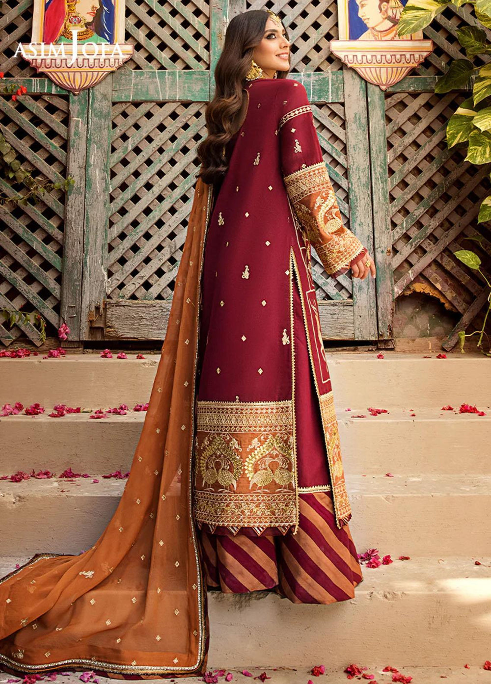 Asim Jofa Embroidered Lawn Suits Unstitched 3 Piece AJ23EL AJLR-11 - Luxury Lawn Collection