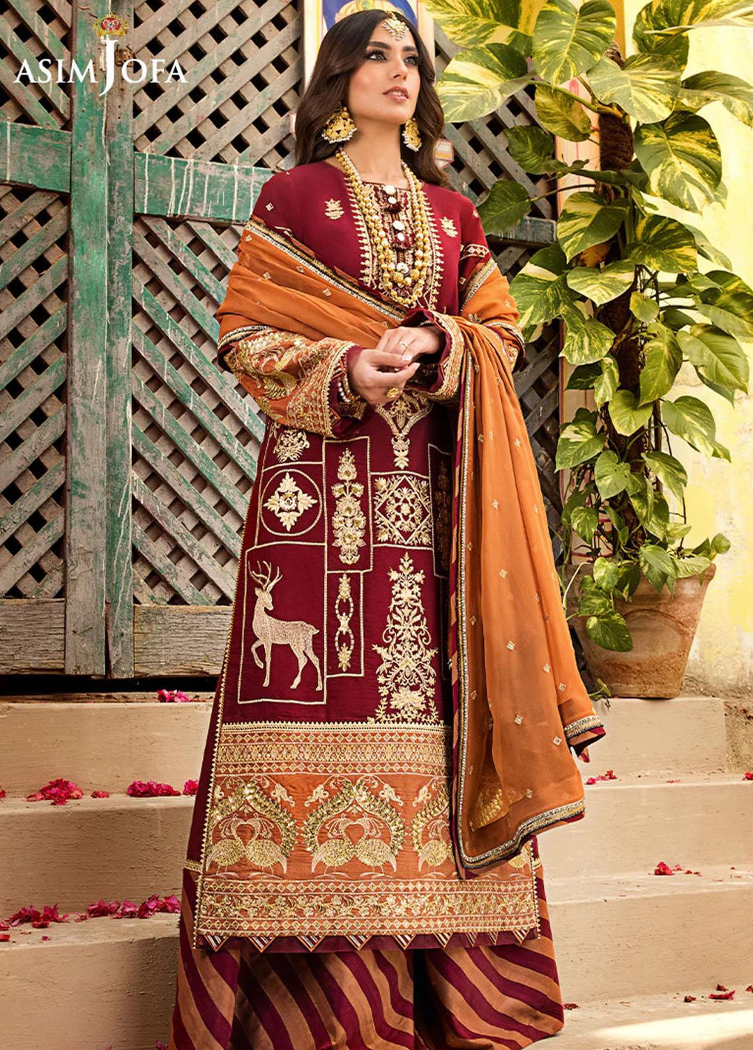 Asim Jofa Embroidered Lawn Suits Unstitched 3 Piece AJ23EL AJLR-11 - Luxury Lawn Collection
