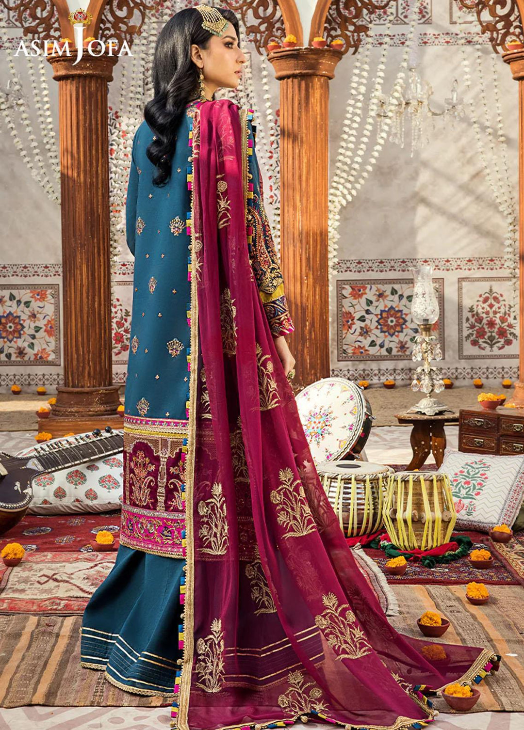Asim Jofa Embroidered Lawn Suits Unstitched 3 Piece AJ23EL AJLR-12 - Luxury Lawn Collection