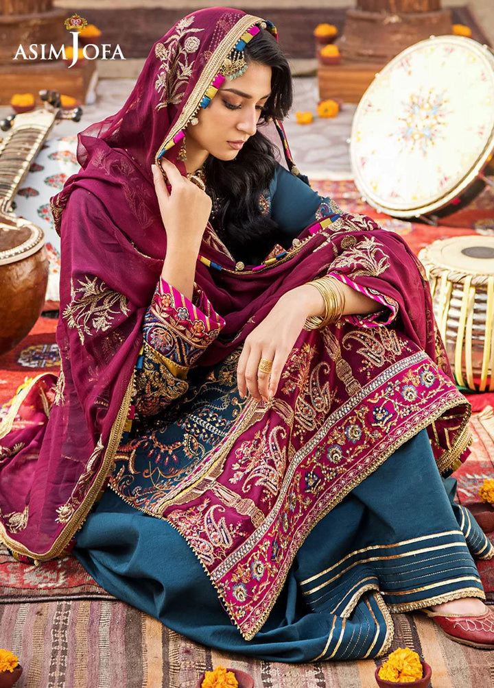 Asim Jofa Embroidered Lawn Suits Unstitched 3 Piece AJ23EL AJLR-12 - Luxury Lawn Collection