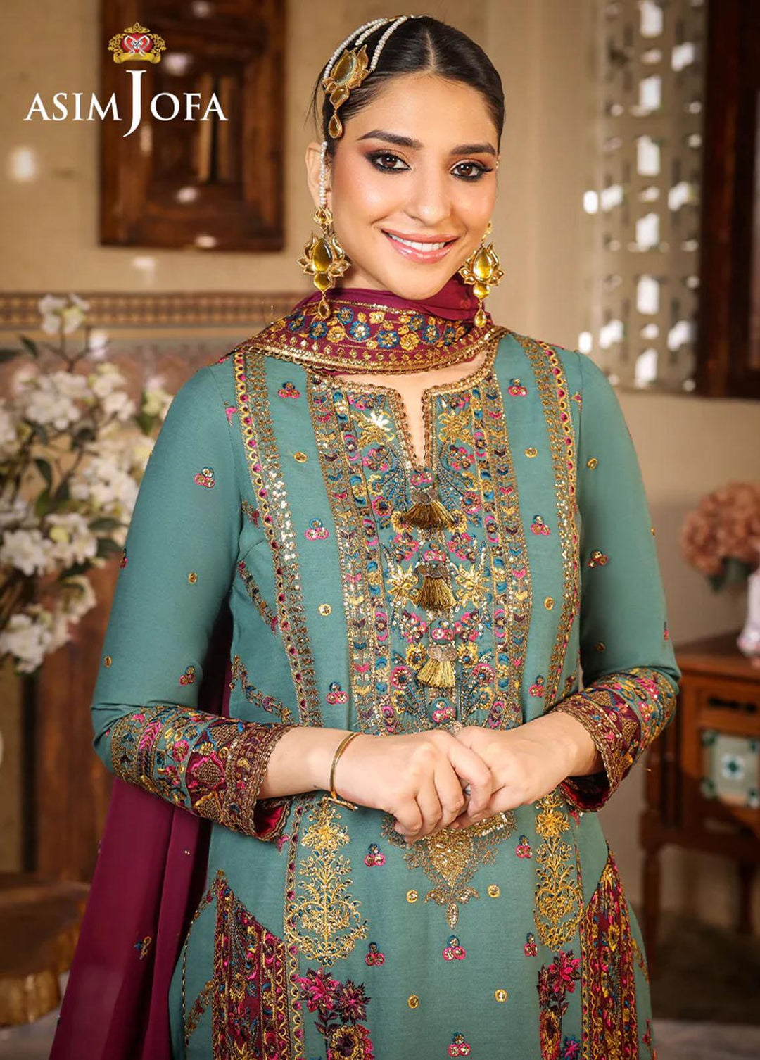 Asim Jofa Embroidered Lawn Suits Unstitched 3 Piece AJ23EL AJLR-14 - Luxury Lawn Collection