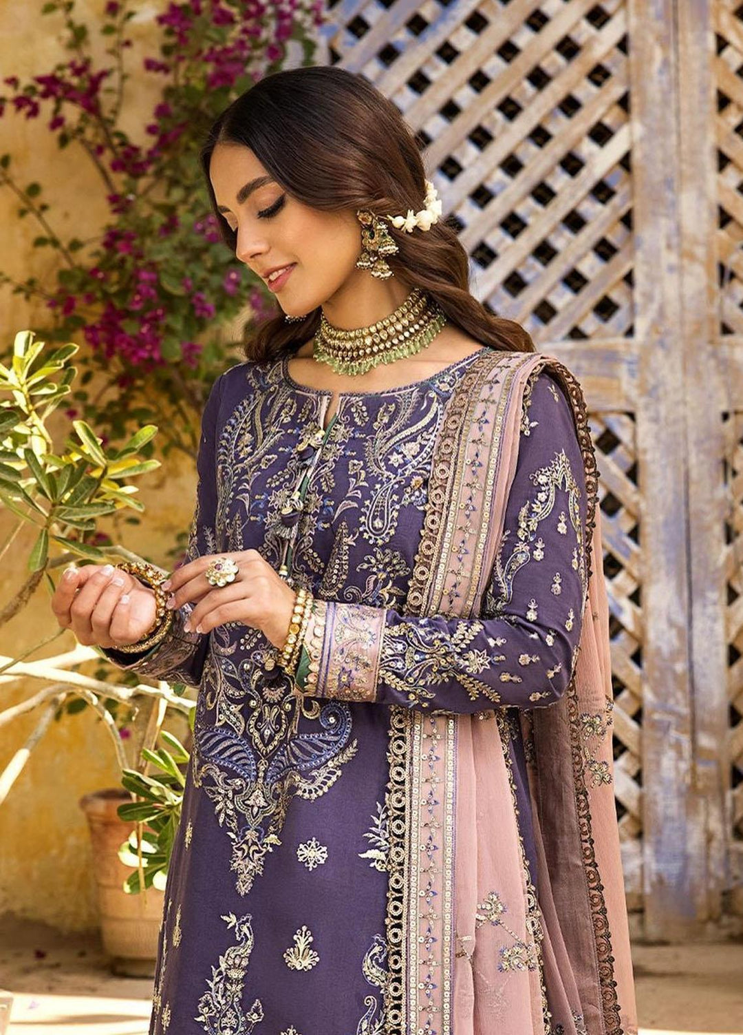 Asim Jofa Embroidered Lawn Suits Unstitched 3 Piece AJ23EL AJLR-16 - Luxury Lawn Collection