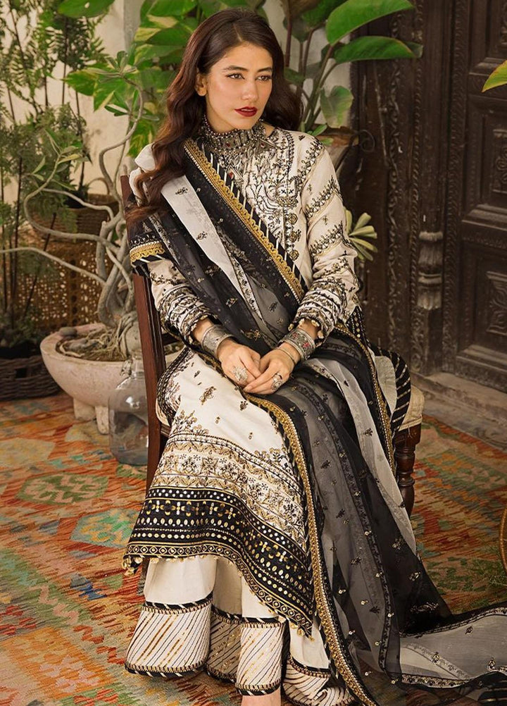 Asim Jofa Embroidered Lawn Suits Unstitched 3 Piece AJ23EL AJLR-18 - Luxury Lawn Collection