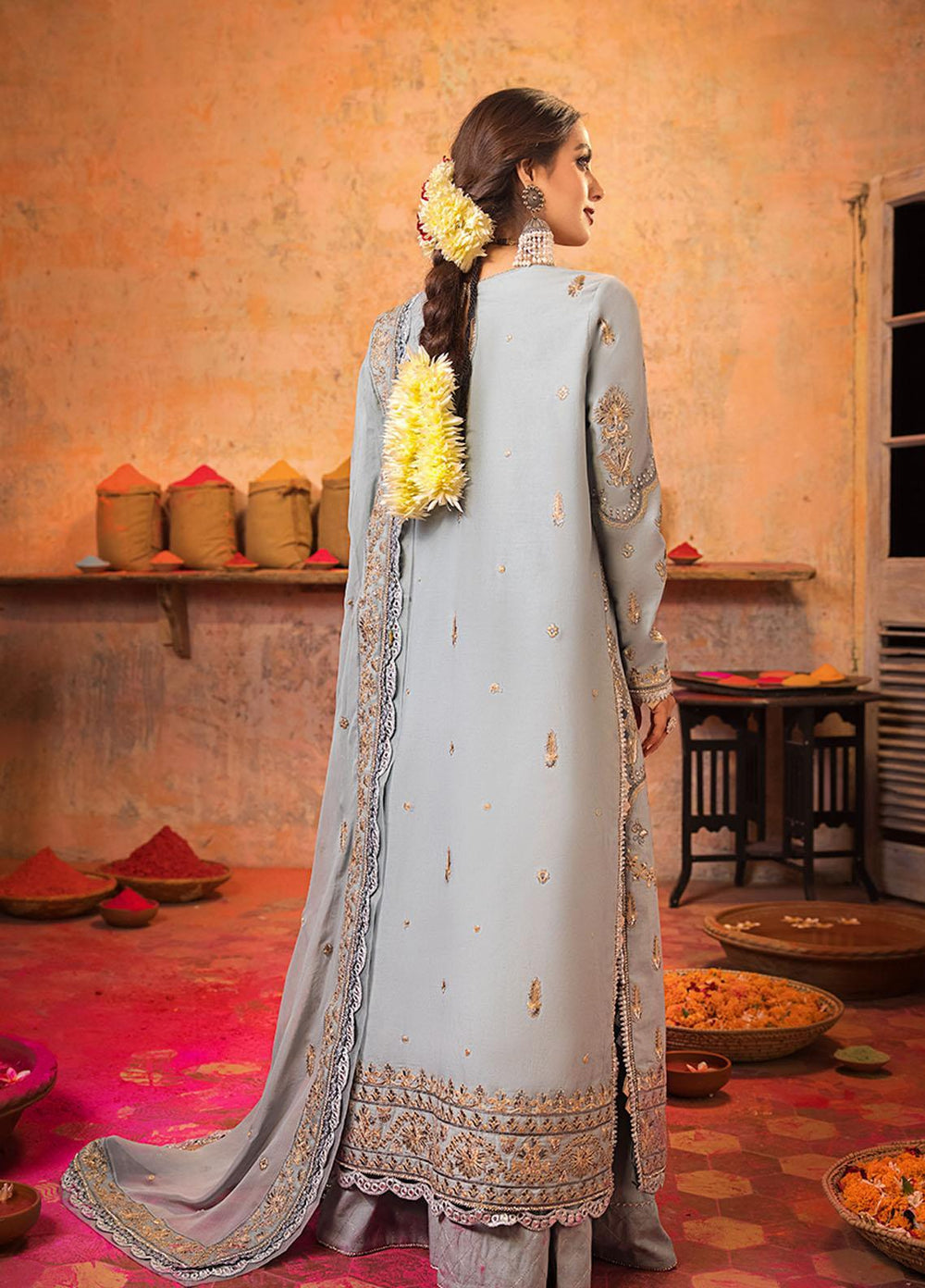 Asim Jofa Embroidered Lawn Suits Unstitched 3 Piece AJ23EL AJLR-23 - Luxury Lawn Collection