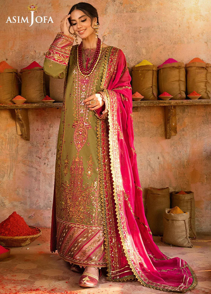 Asim Jofa Embroidered Lawn Suits Unstitched 3 Piece AJ23EL AJLR-30 - Luxury Lawn Collection