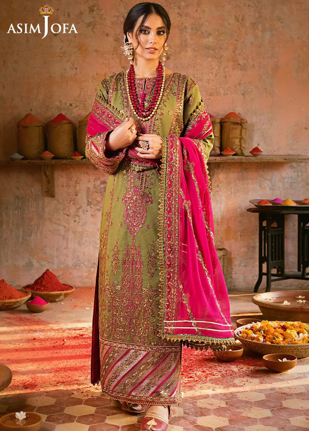 Asim Jofa Embroidered Lawn Suits Unstitched 3 Piece AJ23EL AJLR-30 - Luxury Lawn Collection