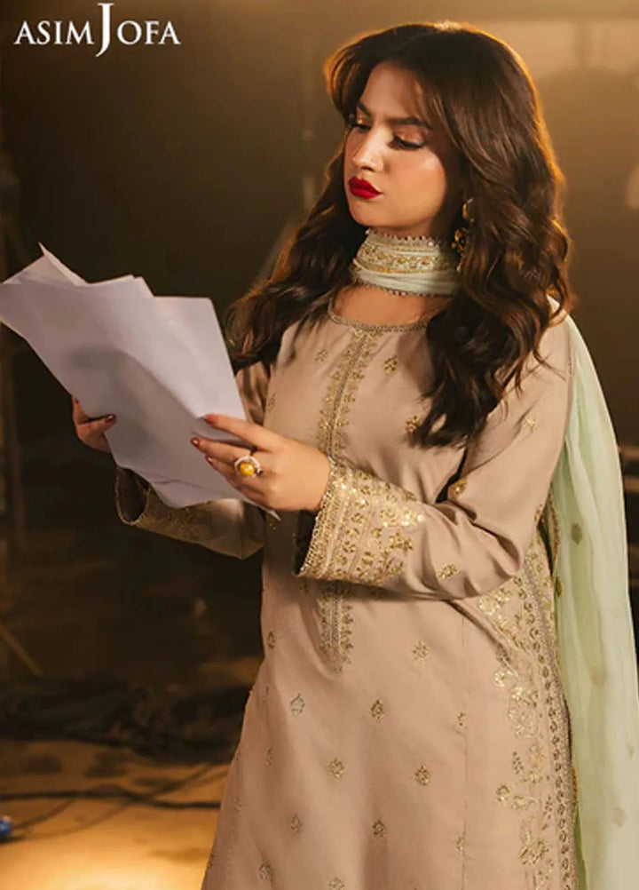 Asim Jofa Embroidered Boski Silk Suits Unstitched 3 Piece AJ25LF AJLF-13 - Festive Collection