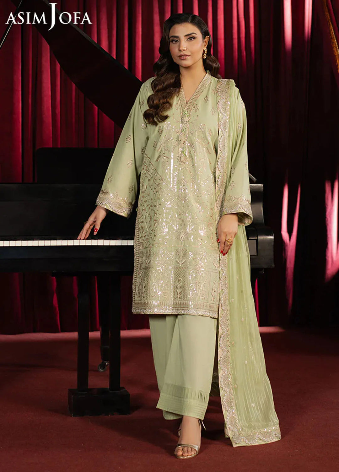 Asim Jofa Embroidered Boski Silk Suits Unstitched 3 Piece AJ25PF AJPF-22 - Festive Collection