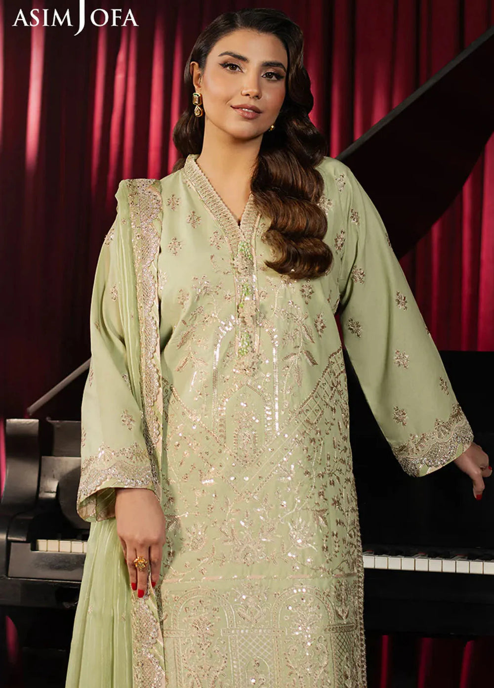Asim Jofa Embroidered Boski Silk Suits Unstitched 3 Piece AJ25PF AJPF-22 - Festive Collection