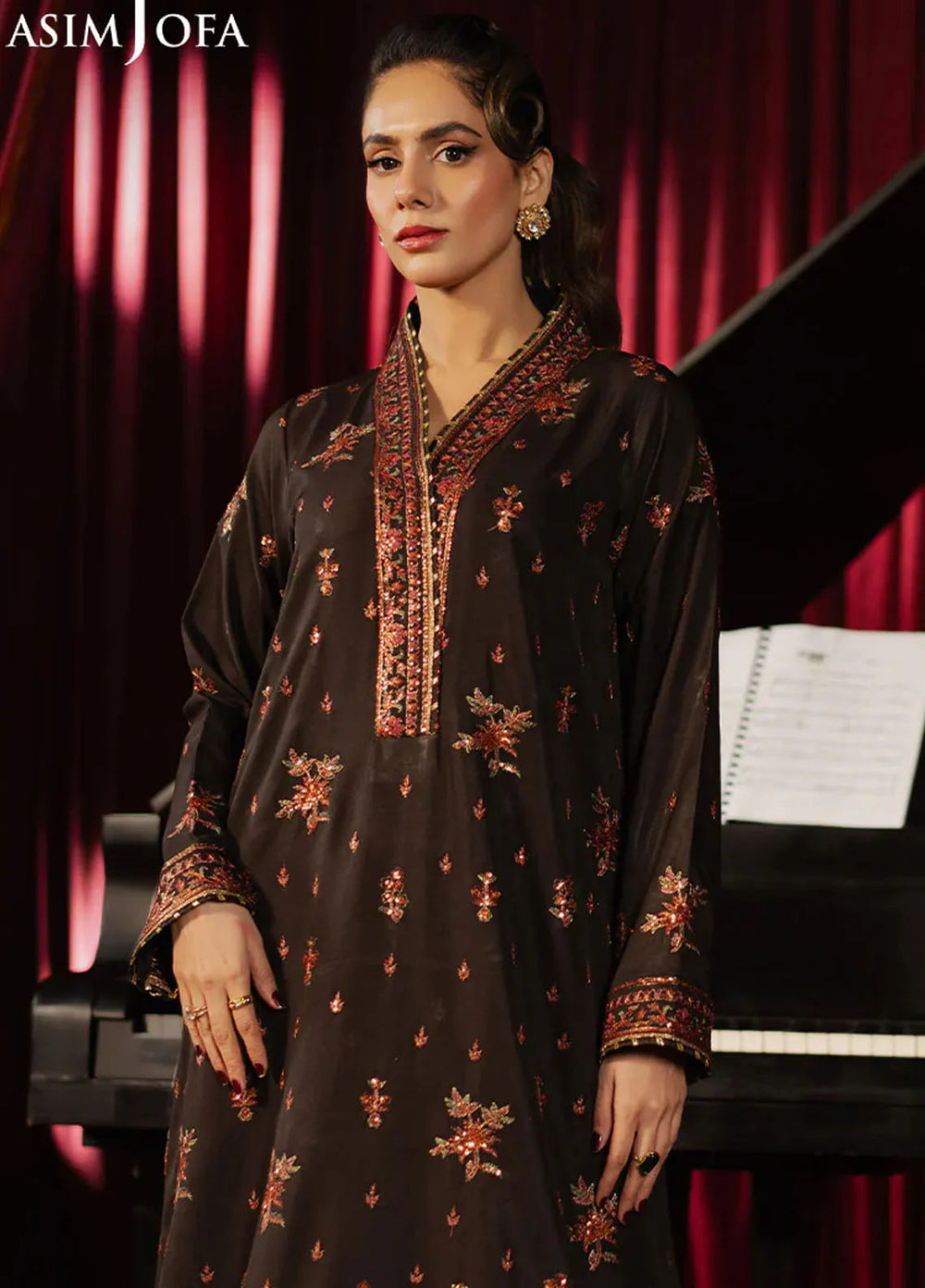 Asim Jofa Embroidered Boski Silk Unstitched Kaftan AJ25PF AJPF-06 - Festive Collection