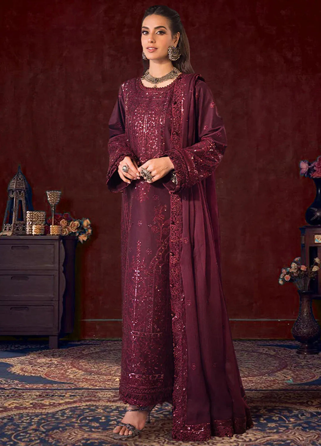 Asim Jofa Embroidered Cambric Suits Unstitched 3 Piece AJ24LE AJFILE-09 - Fall Collection