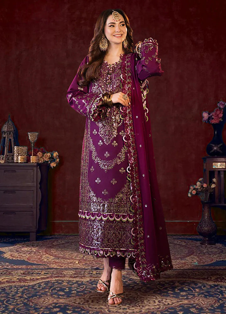 Asim Jofa Embroidered Cambric Suits Unstitched 3 Piece AJ24LE AJFILE-11 - Fall Collection