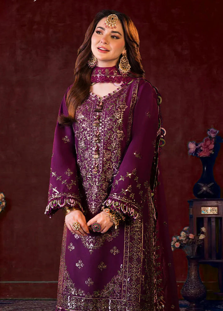 Asim Jofa Embroidered Cambric Suits Unstitched 3 Piece AJ24LE AJFILE-11 - Fall Collection