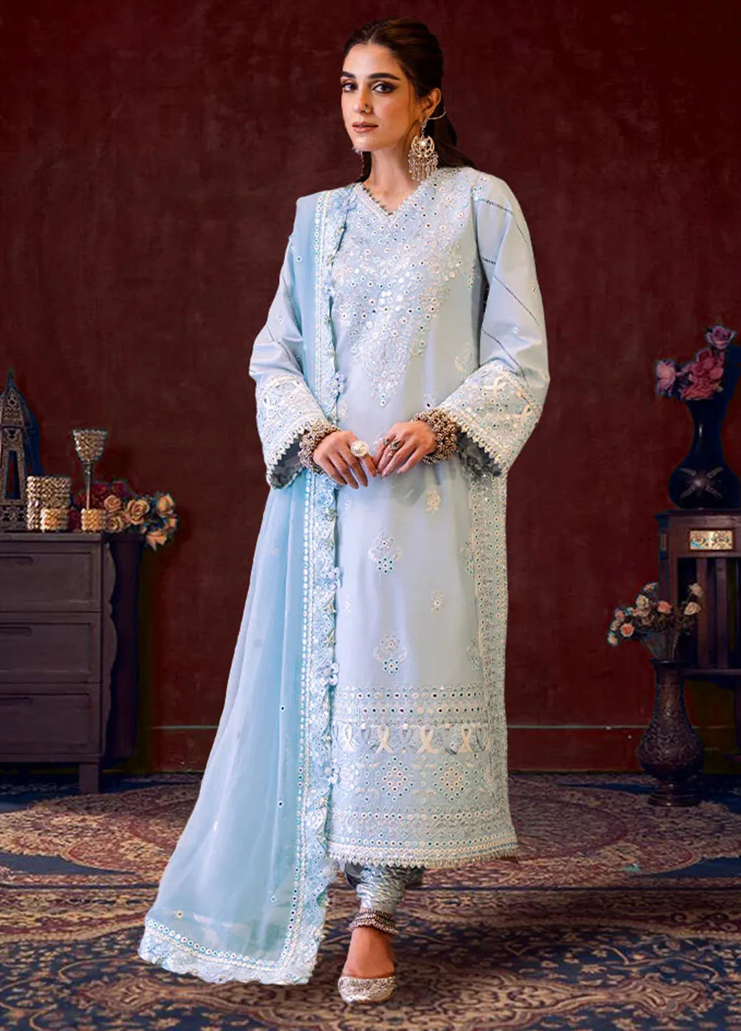 Asim Jofa Embroidered Cambric Suits Unstitched 3 Piece AJ24LE AJFILE-12 - Fall Collection