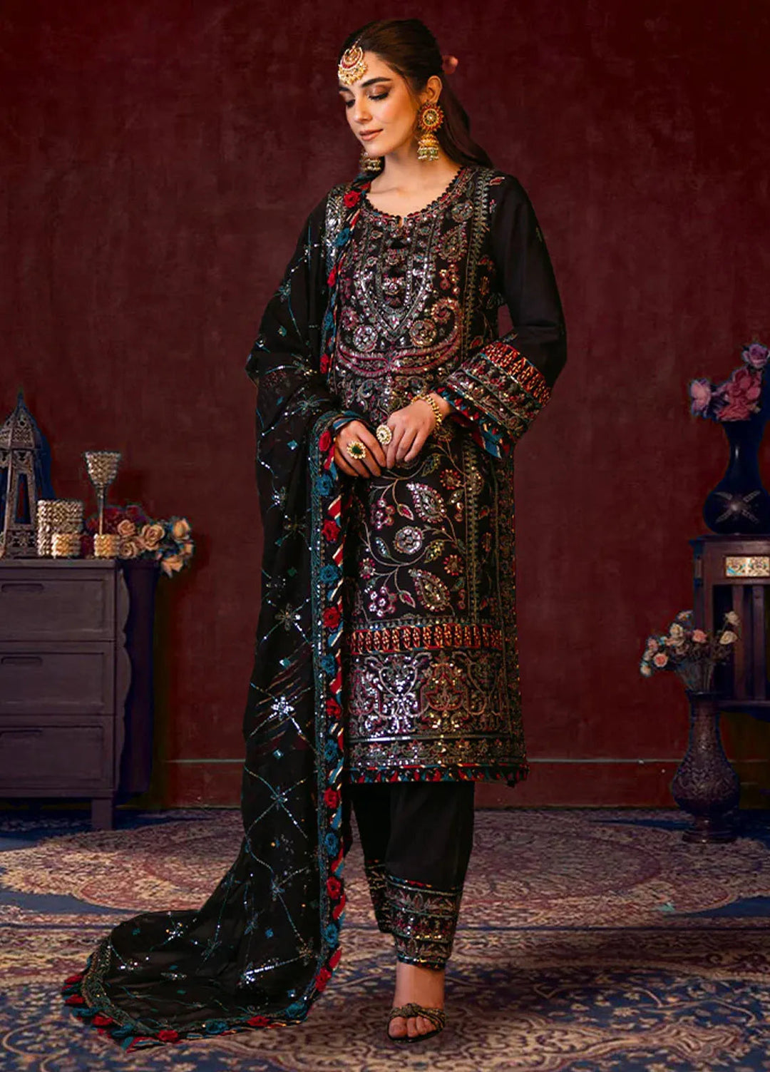 Asim Jofa Embroidered Cambric Suits Unstitched 3 Piece AJ24LE AJFILE-14 - Fall Collection