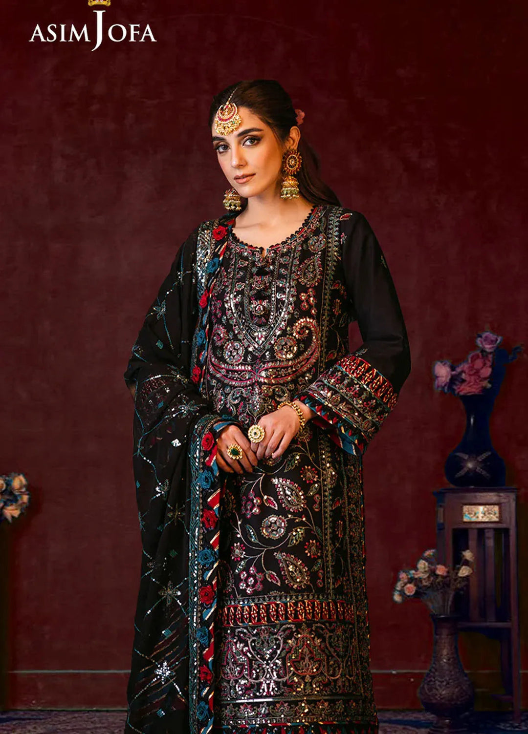 Asim Jofa Embroidered Cambric Suits Unstitched 3 Piece AJ24LE AJFILE-14 - Fall Collection