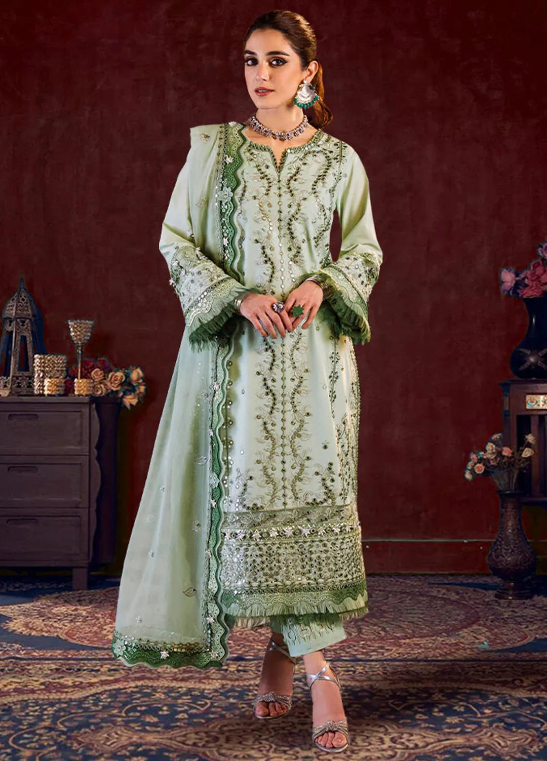 Asim Jofa Embroidered Cambric Suits Unstitched 3 Piece AJ24LE AJFILE-17 - Fall Collection