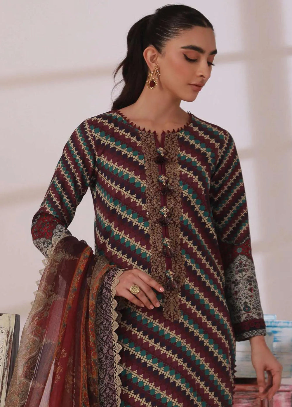 Asim Jofa Embroidered Cambric Unstitched Suit 2 Piece AJ23BP AJBP-22 - Summer Collection