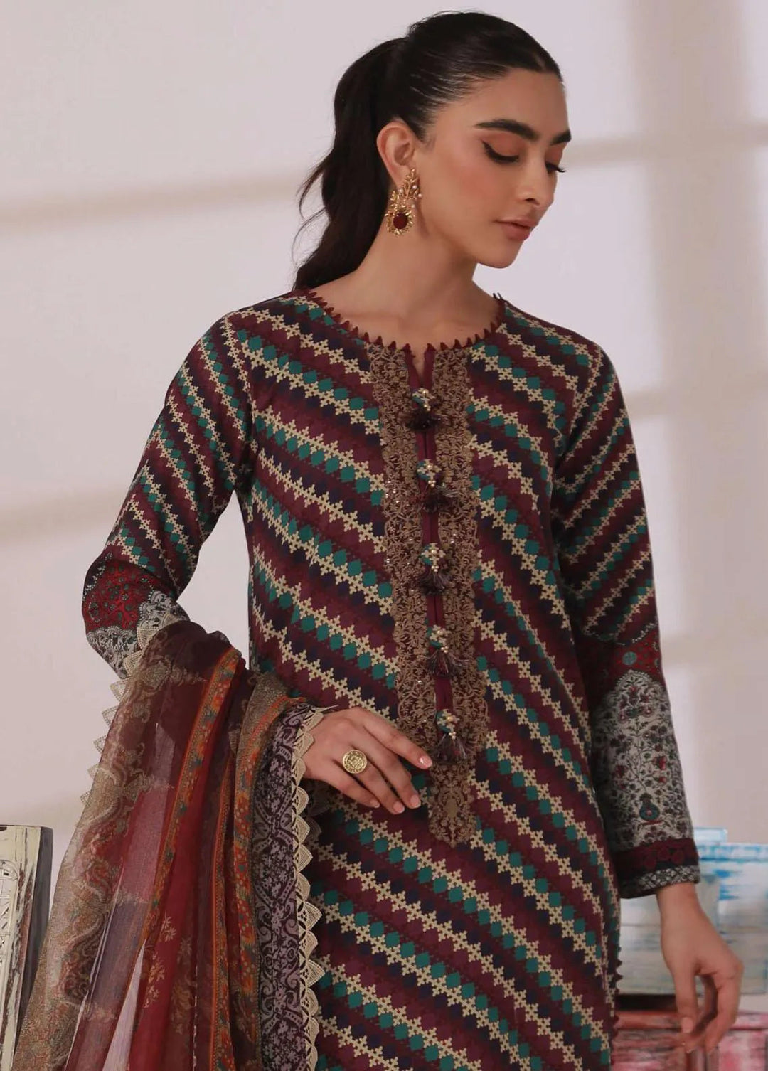 Asim Jofa Embroidered Cambric Unstitched Suit 2 Piece AJ23BP AJBP-22 - Summer Collection