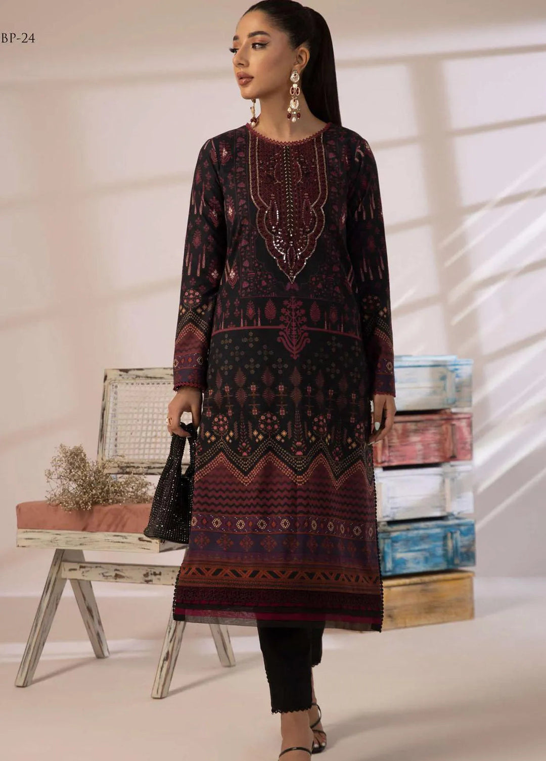 Asim Jofa Embroidered Cambric Unstitched Suit 2 Piece AJ23BP AJBP-24 - Summer Collection