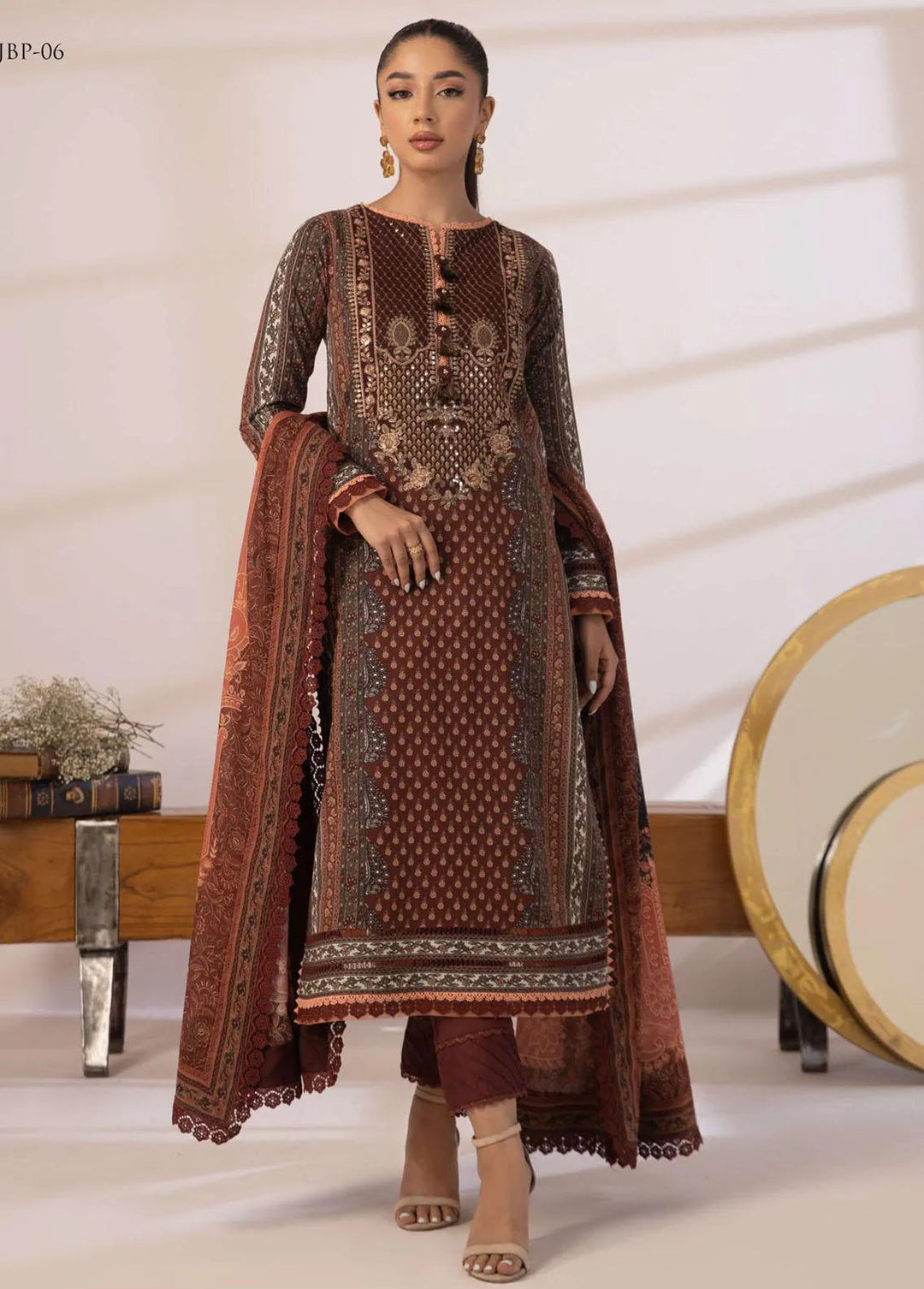 Asim Jofa Embroidered Cambric Unstitched Suit 3 Piece AJ23BP AJBP-06 - Summer Collection