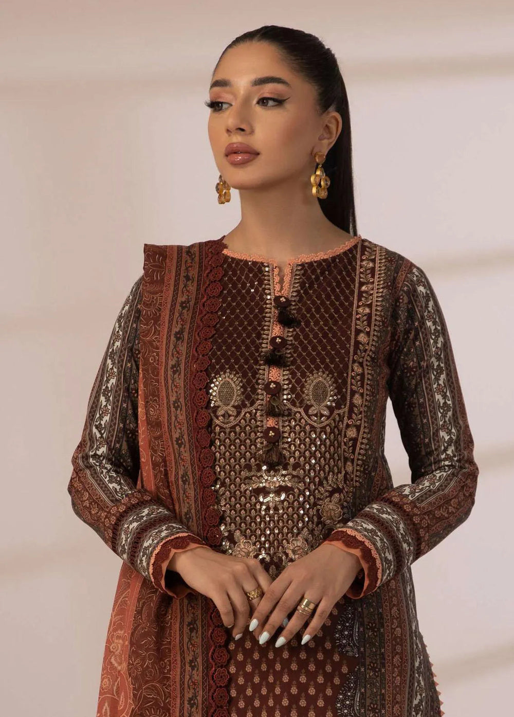 Asim Jofa Embroidered Cambric Unstitched Suit 3 Piece AJ23BP AJBP-06 - Summer Collection