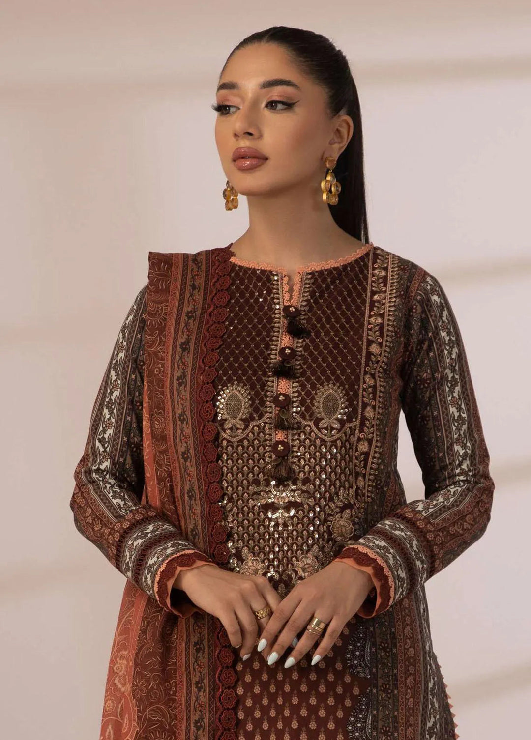 Asim Jofa Embroidered Cambric Unstitched Suit 3 Piece AJ23BP AJBP-06 - Summer Collection