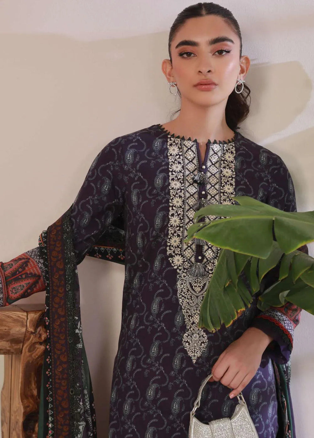 Asim Jofa Embroidered Cambric Unstitched Suit 3 Piece AJ23BP AJBP-07 - Summer Collection