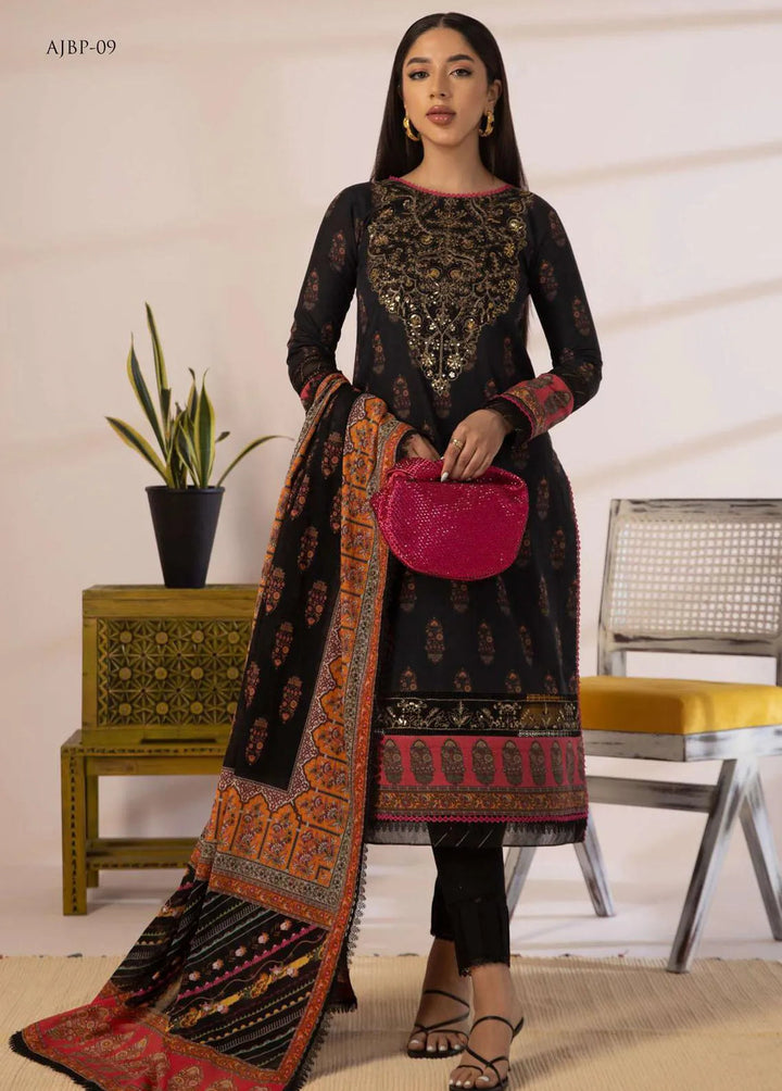 Asim Jofa Embroidered Cambric Unstitched Suit 3 Piece AJ23BP AJBP-09 - Summer Collection