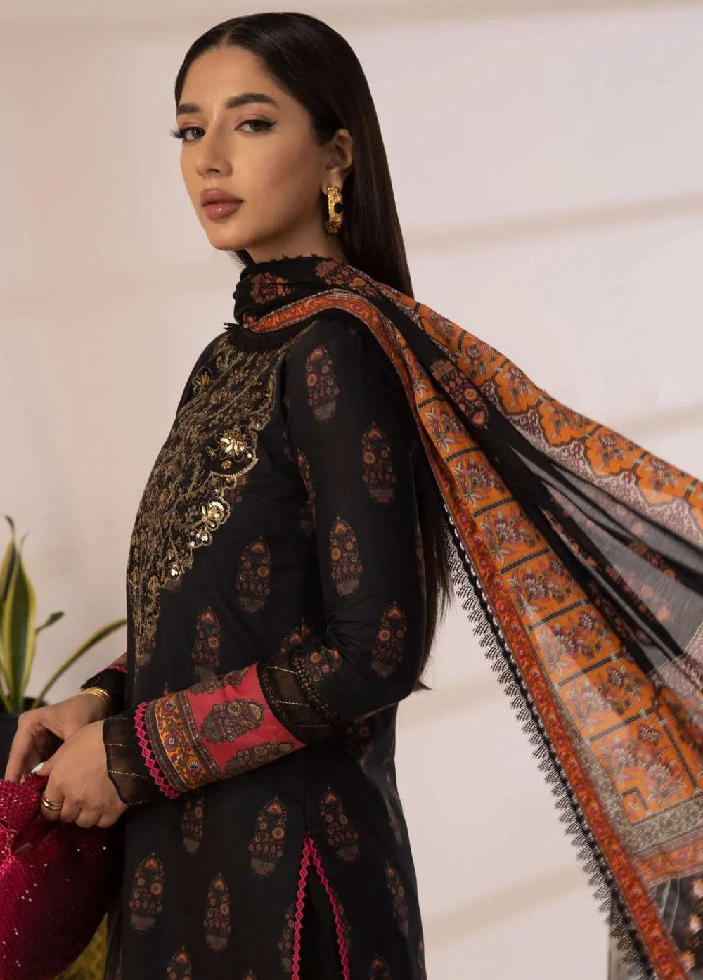 Asim Jofa Embroidered Cambric Unstitched Suit 3 Piece AJ23BP AJBP-09 - Summer Collection