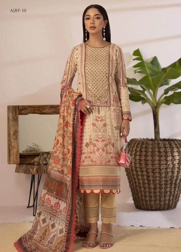 Asim Jofa Embroidered Cambric Unstitched Suit 3 Piece AJ23BP AJBP-10 - Summer Collection