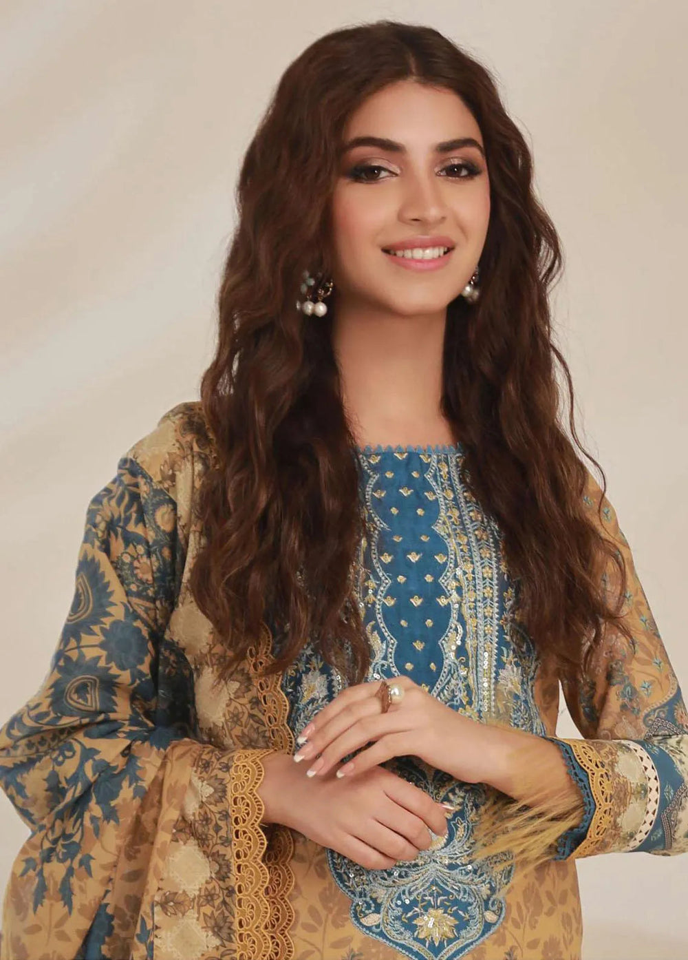 Asim Jofa Embroidered Cambric Unstitched Suit 3 Piece AJ23BP AJBP-11 - Summer Collection