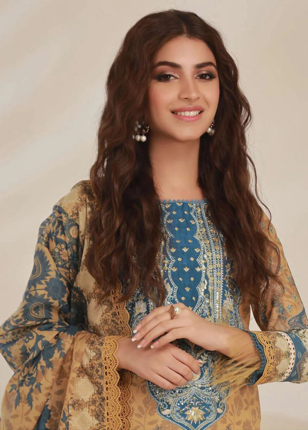 Asim Jofa Embroidered Cambric Unstitched Suit 3 Piece AJ23BP AJBP-11 - Summer Collection