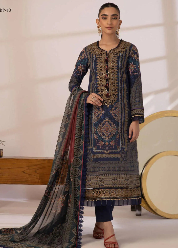 Asim Jofa Embroidered Cambric Unstitched Suit 3 Piece AJ23BP AJBP-13 - Summer Collection