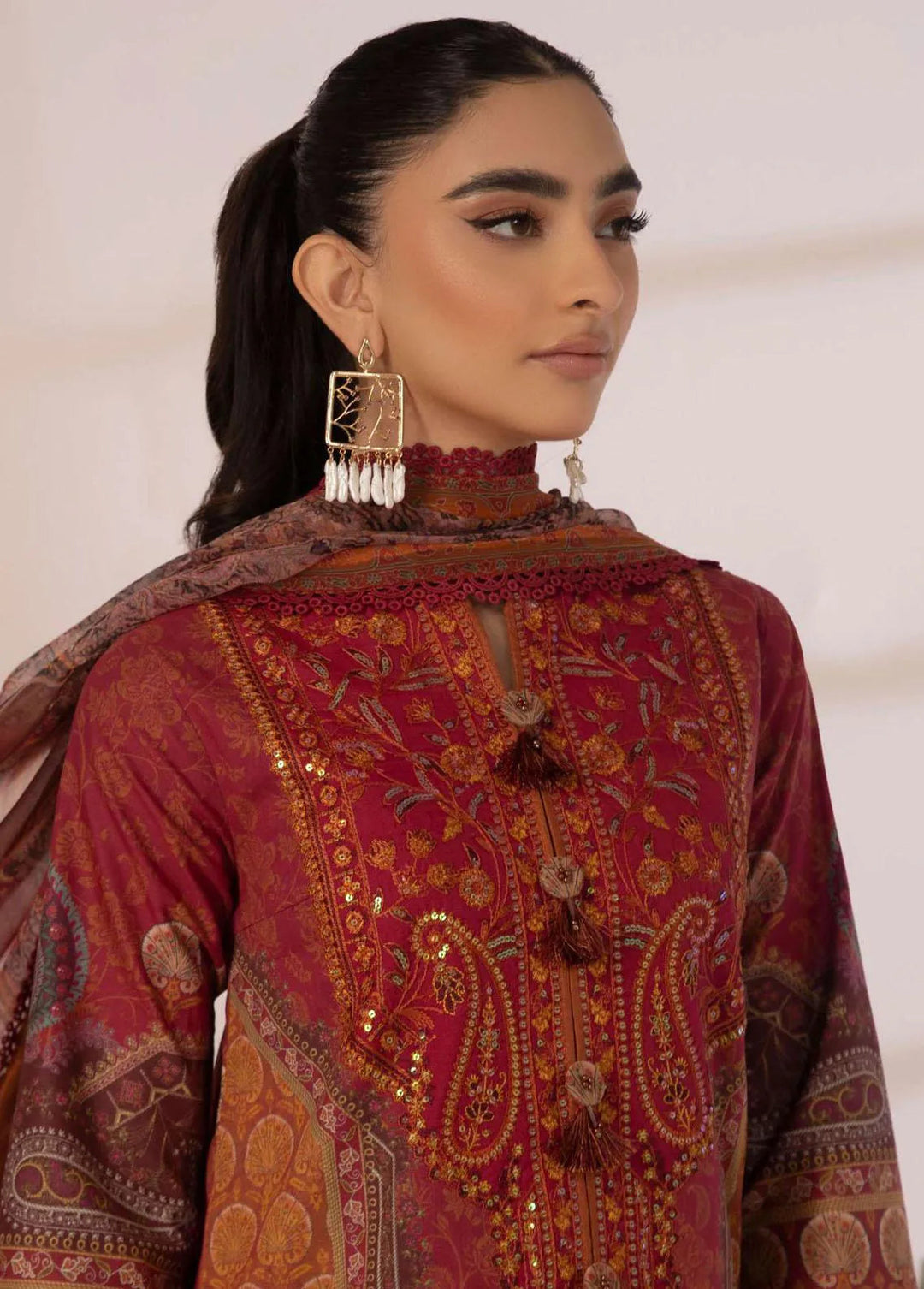 Asim Jofa Embroidered Cambric Unstitched Suit 3 Piece AJ23BP AJBP-15 - Summer Collection