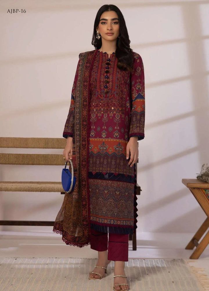 Asim Jofa Embroidered Cambric Unstitched Suit 3 Piece AJ23BP AJBP-16 - Summer Collection