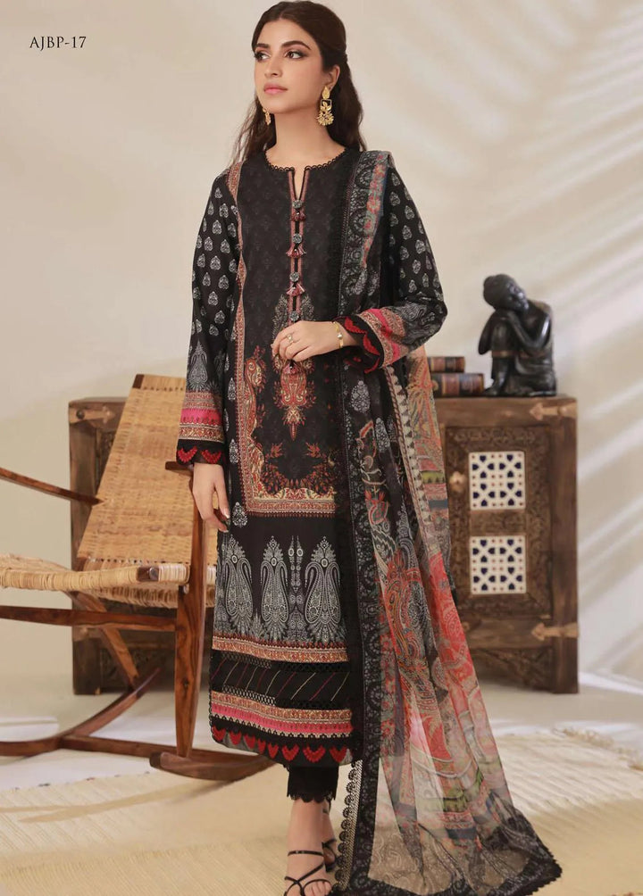 Asim Jofa Embroidered Cambric Unstitched Suit 3 Piece AJ23BP AJBP-17 - Summer Collection