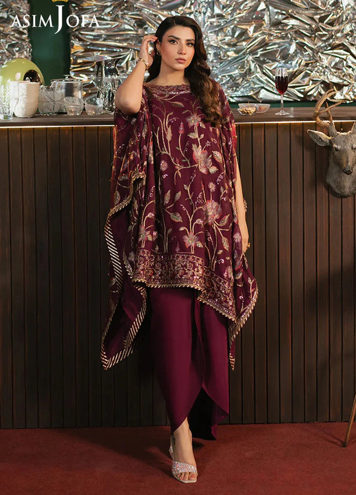 Asim Jofa Embroidered Chiffon Suits Unstitched 2 Piece AJ25PF AJPF-04 - Festive Collection
