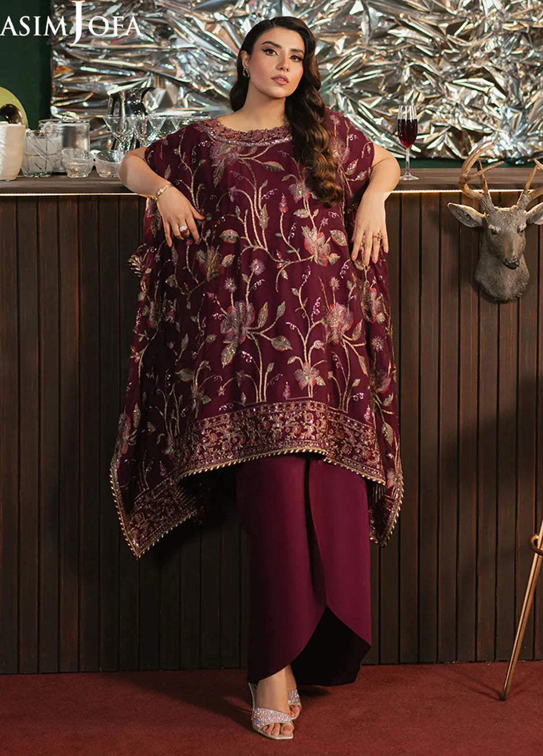 Asim Jofa Embroidered Chiffon Suits Unstitched 2 Piece AJ25PF AJPF-04 - Festive Collection