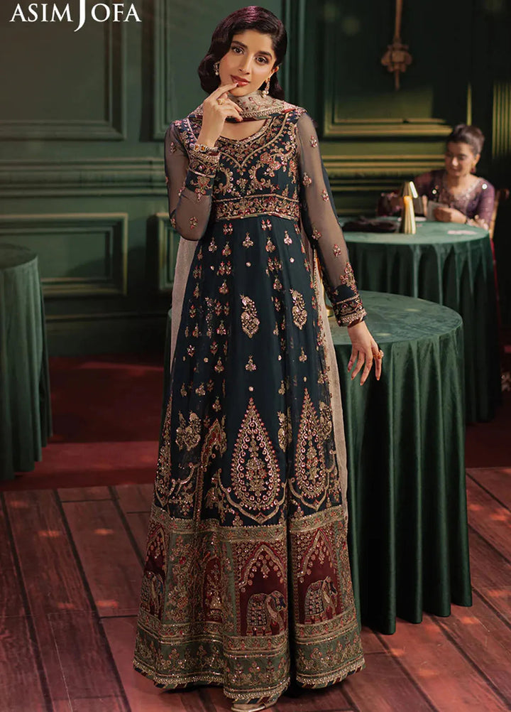 Asim Jofa Embroidered Chiffon Suits Unstitched 2 Piece AJ25PF AJPF-39 - Festive Collection