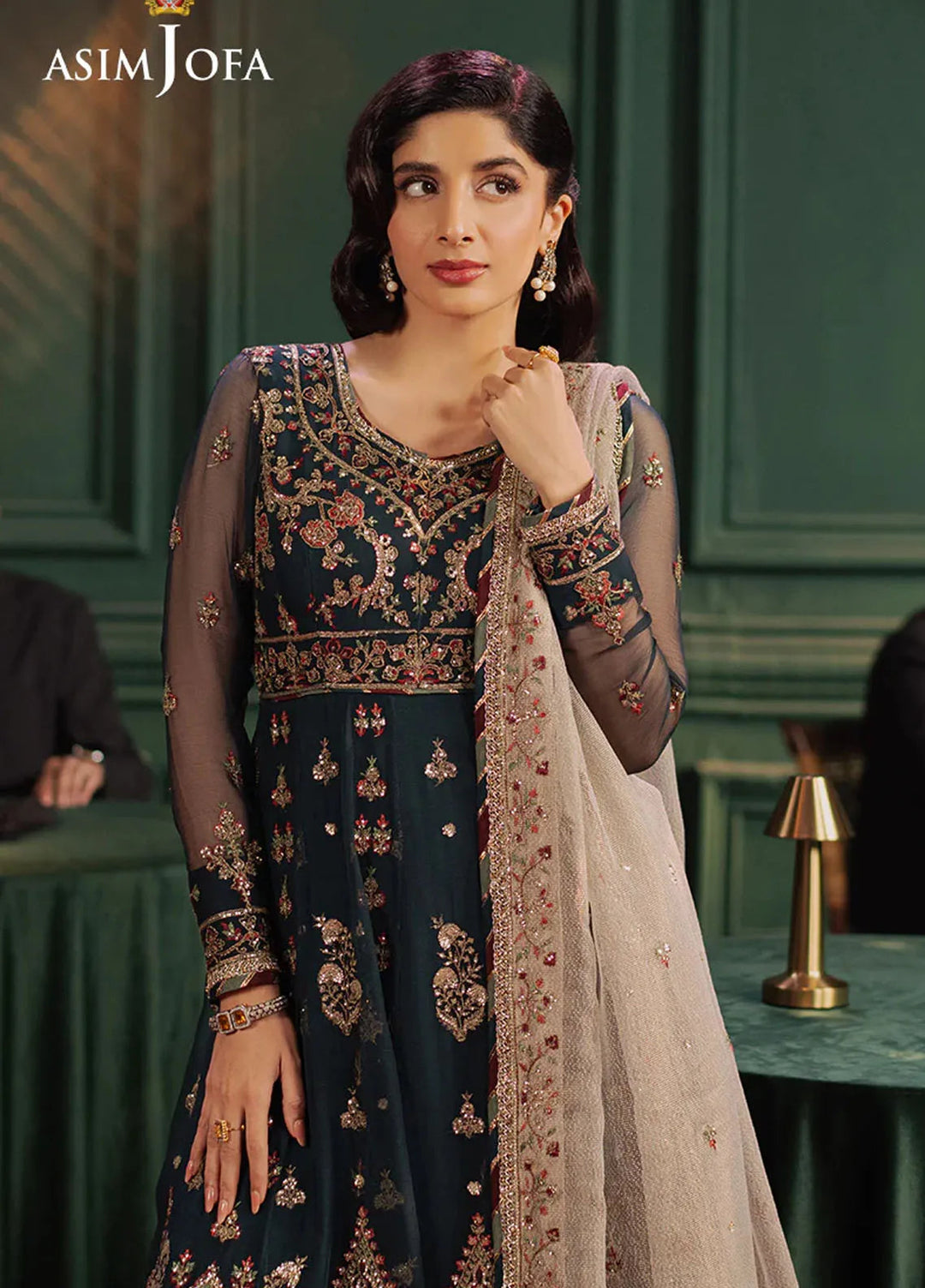 Asim Jofa Embroidered Chiffon Suits Unstitched 2 Piece AJ25PF AJPF-39 - Festive Collection