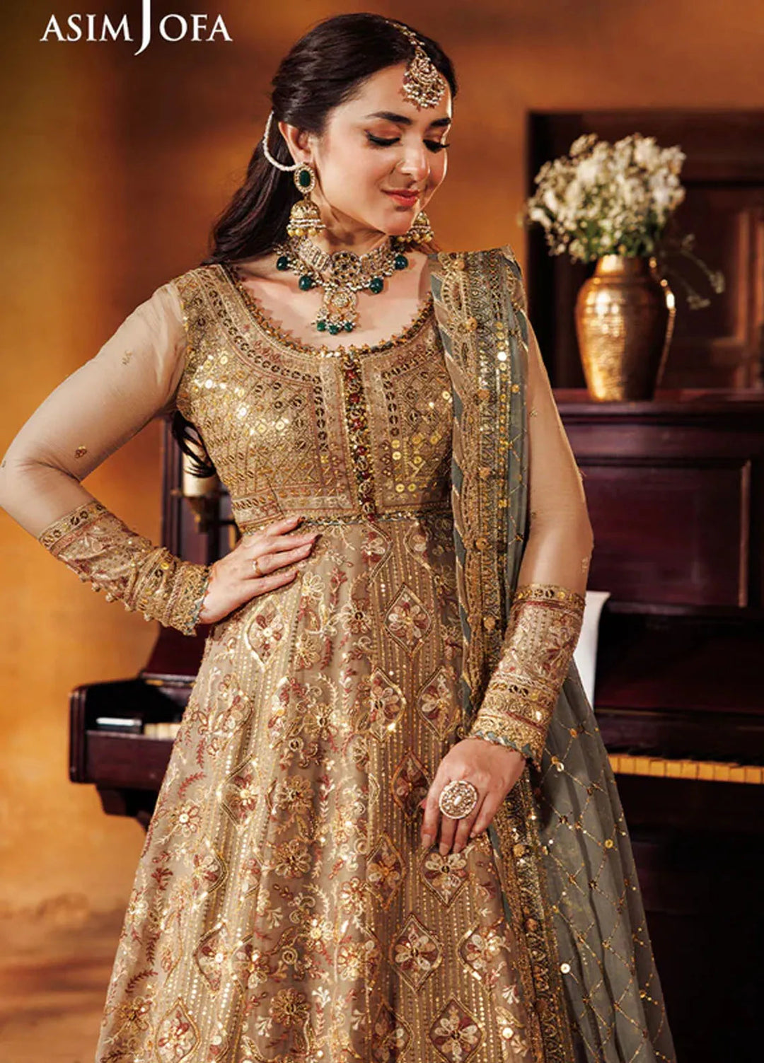 Asim Jofa Embroidered Chiffon Suits Unstitched 3 Piece AJ24CE AJCE-07 - Formal Collection