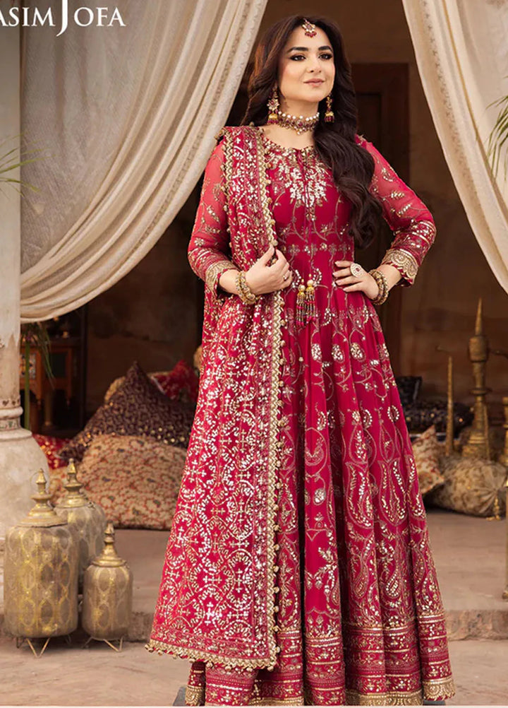 Asim Jofa Embroidered Chiffon Suits Unstitched 3 Piece AJ24CE AJCE-10 - Formal Collection