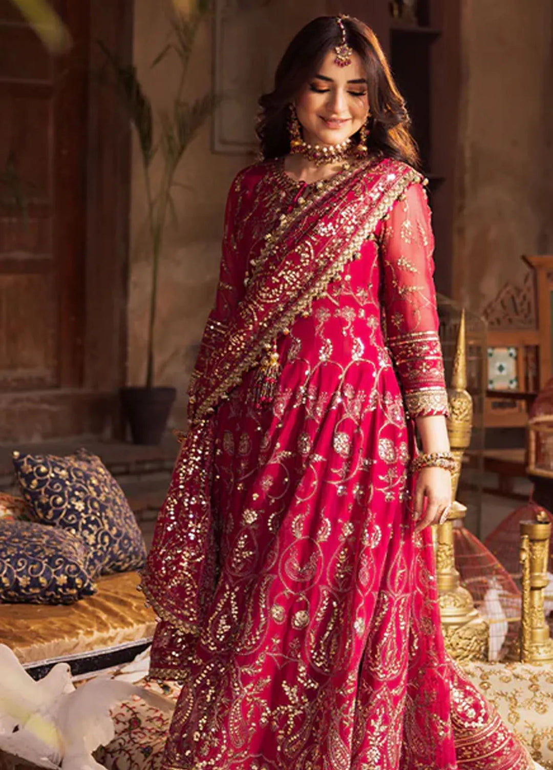 Asim Jofa Embroidered Chiffon Suits Unstitched 3 Piece AJ24CE AJCE-10 - Formal Collection