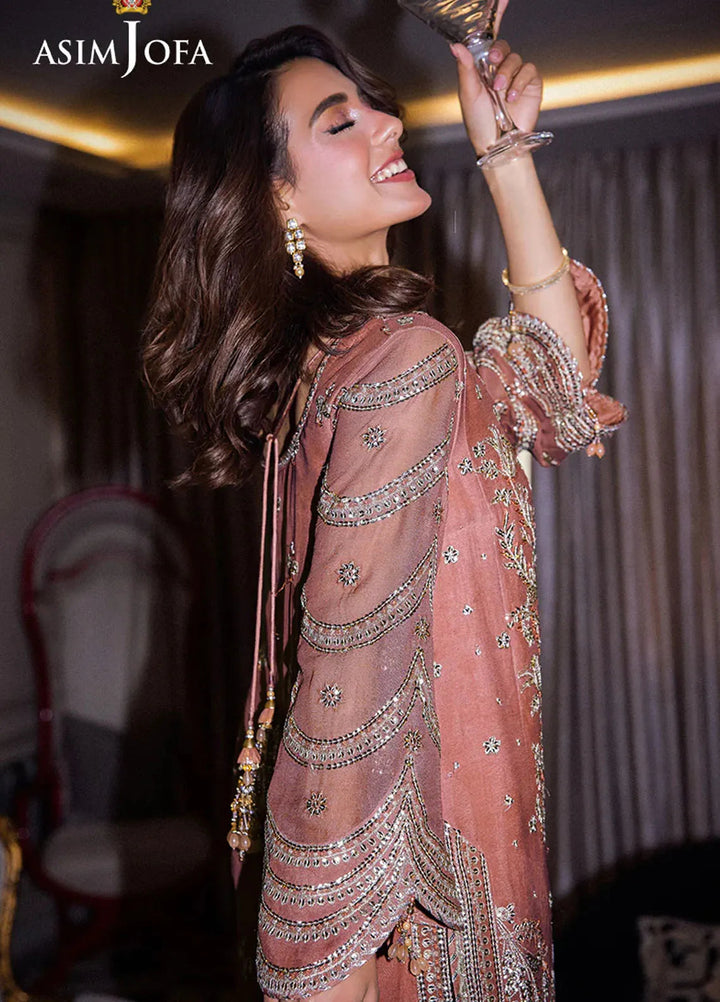 Asim Jofa Embroidered Chiffon Suits Unstitched 3 Piece AJ25F AJFF-08 - Festive Collection