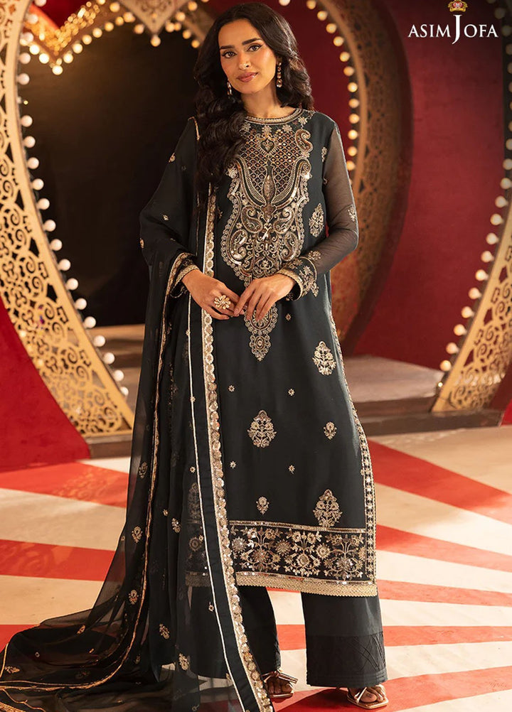 Asim Jofa Embroidered Chiffon Suits Unstitched 3 Piece AJ25LD AJLLF-08 - Festive Collection