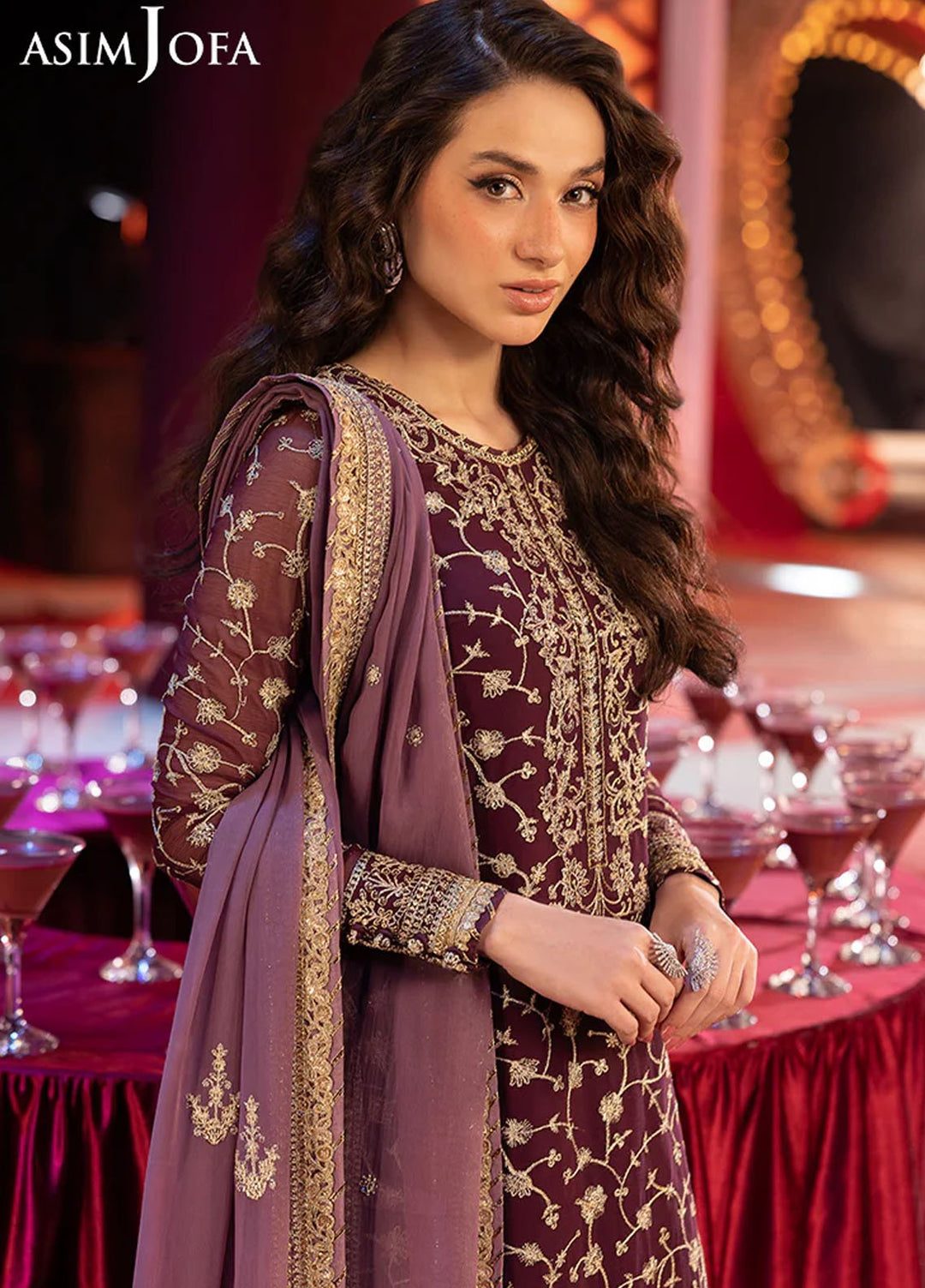 Asim Jofa Embroidered Chiffon Suits Unstitched 3 Piece AJ25LD AJLLF-11 - Festive Collection