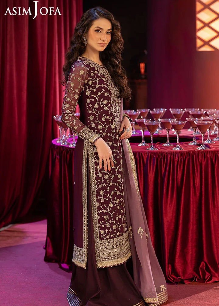 Asim Jofa Embroidered Chiffon Suits Unstitched 3 Piece AJ25LD AJLLF-11 - Festive Collection