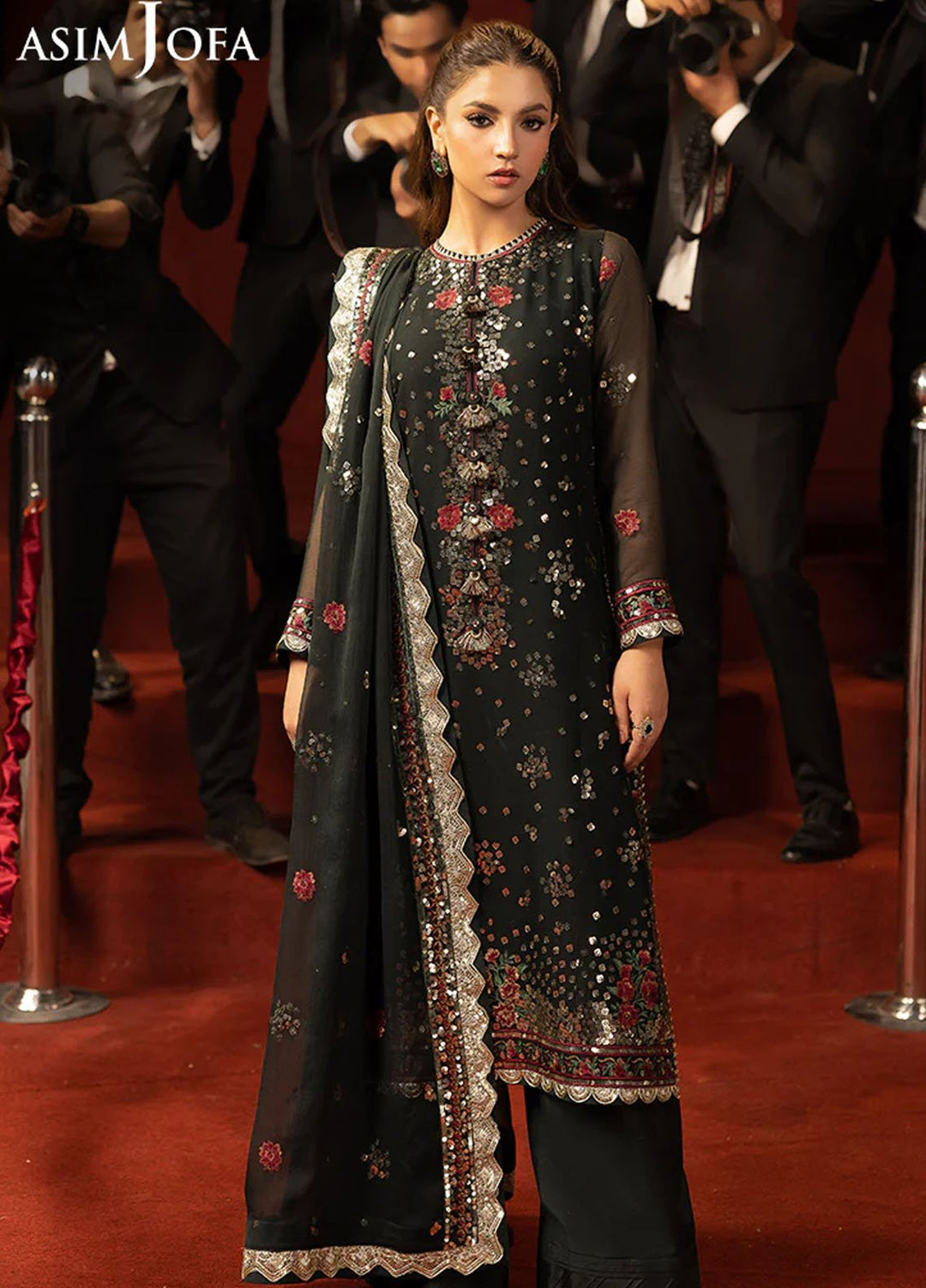 Asim Jofa Embroidered Chiffon Suits Unstitched 3 Piece AJ25LD AJLLF-17 - Festive Collection