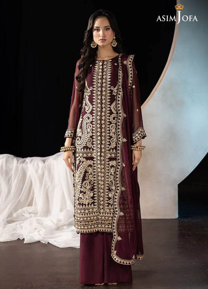Asim Jofa Embroidered Chiffon Suits Unstitched 3 Piece AJ25LD AJLLF-19 - Festive Collection